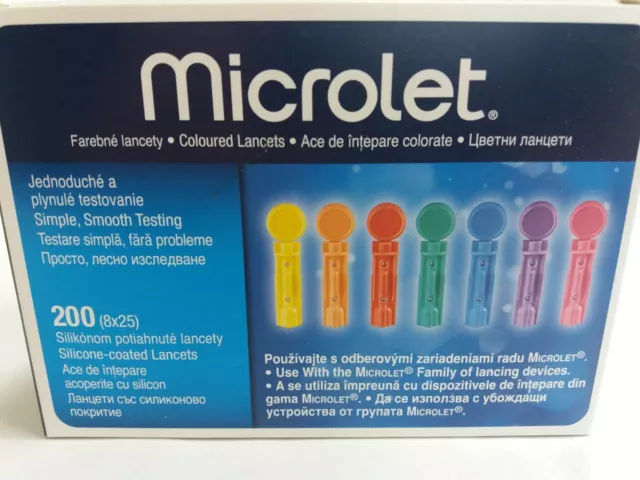 SALE!!!!!!!!   Microlet Box of 200 Silicone-Coated Lancets-FROM PHARMACY