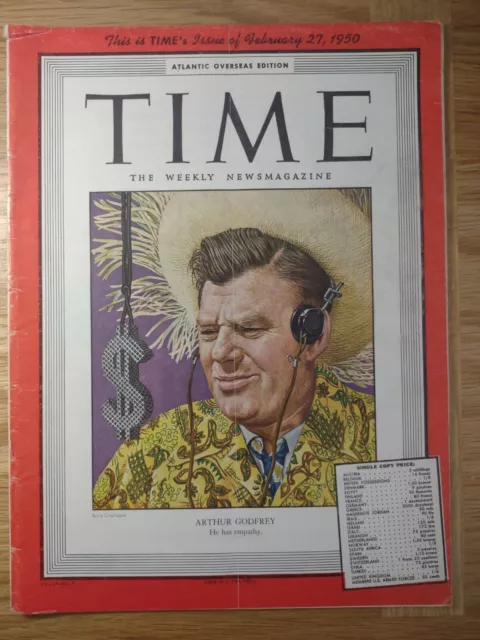 TIME MAGAZINE Feb 27 1950 Arthur Godfrey Bernard Leach Inge Scholl Zeno Colo