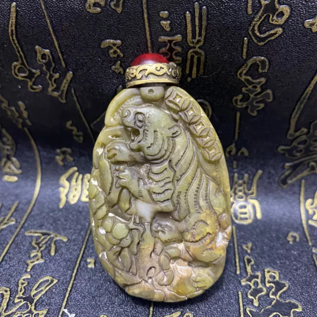 Old Chinese Natural Hetian Jade Hand-carved Exquisite  Pendants , Snuff Bottle