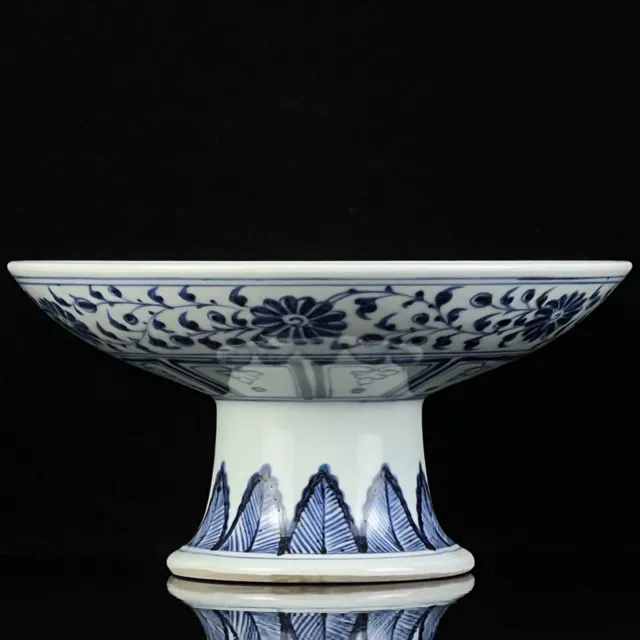 Chinese Blue&White Porcelain Hand Painted Exquisite Phoenix Peony Fruit Tray 599