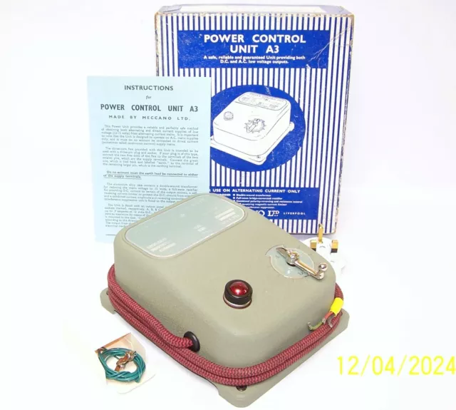 RARE 1st ISSUE 1953 MECCANO A3 POWER CONTROL UNIT BOXED FOR HORNBY DUBLO TRAINS