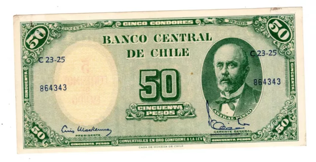 CHILE Billet 50 Pesos surcharge 5 centimes ND 1960 P126 ANIBAL PINTO QUASI NEUF
