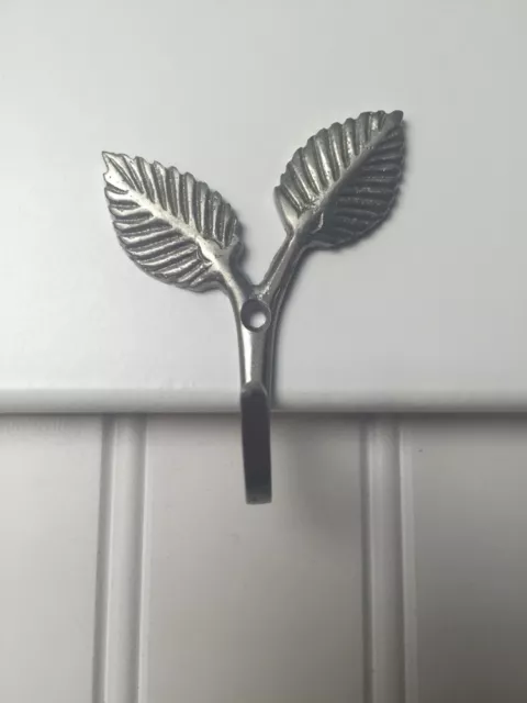 Satin Nickel Decorative Rustic Leaf Sprout Hooks