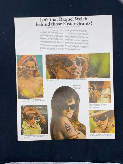 Magazine Ad*- 1968 - Foster Grant Sunglasses - Raquel Welch
