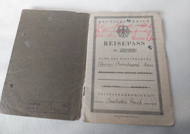 Reisepass Deutsches Reich 1935 Königsberg