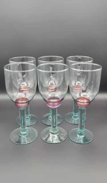 Vintage Pfaltzgraff Juniper Wine Glass Iridescent Stem Bulb 12oz Set of 6
