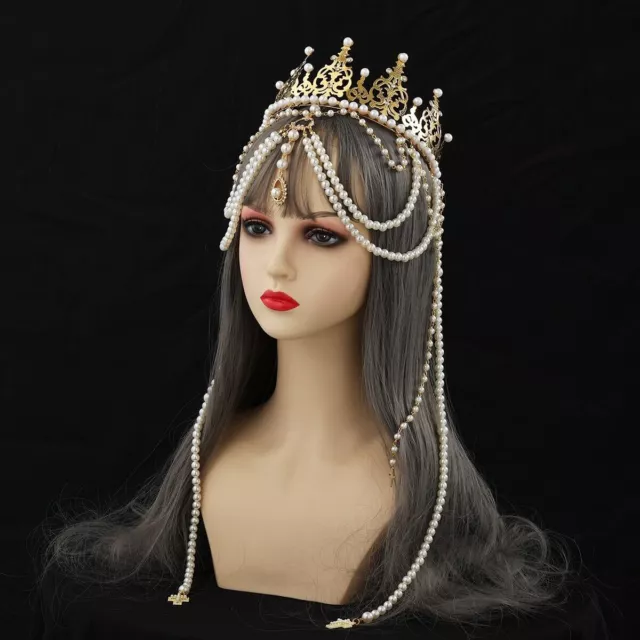 Lady Hair Crown Beads Chain Chain Party Show Wedding Bridal Headpiece Baroque