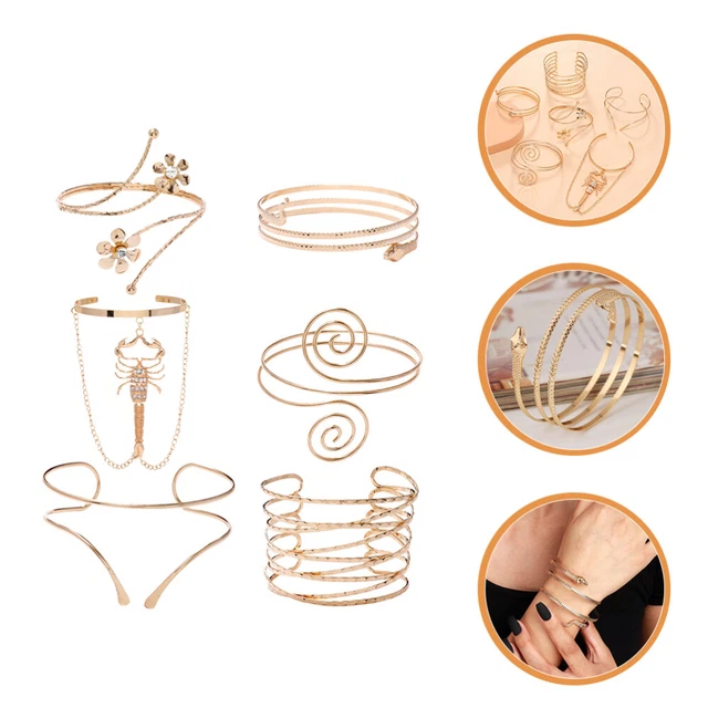 6 piezas Joyería de moda Pulsera geométrica Anillo Pulsera de metal Simple