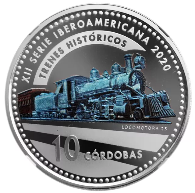 NICARAGUA 10 Cordobas 2020 NGC PF70 UC 'Ibero-American Series - Locomotive 25'
