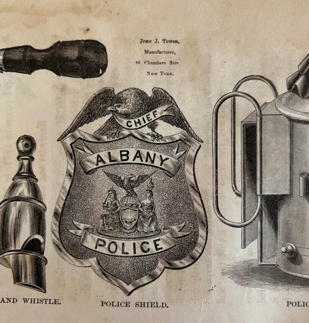 Police Accessories 1876 Worlds Fair Centennial Expo Victorian Woodcut DWAA3B