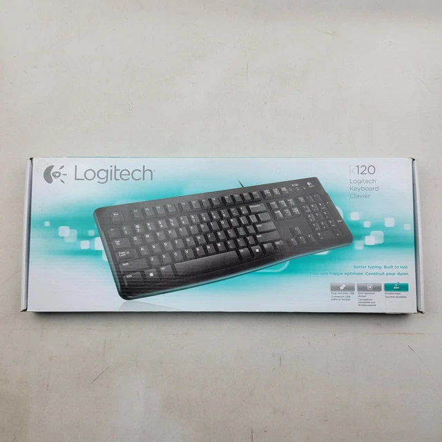LOGITECH K120 ERGONOMIC Desktop Wired Keyboard USB Black NEW 14.95