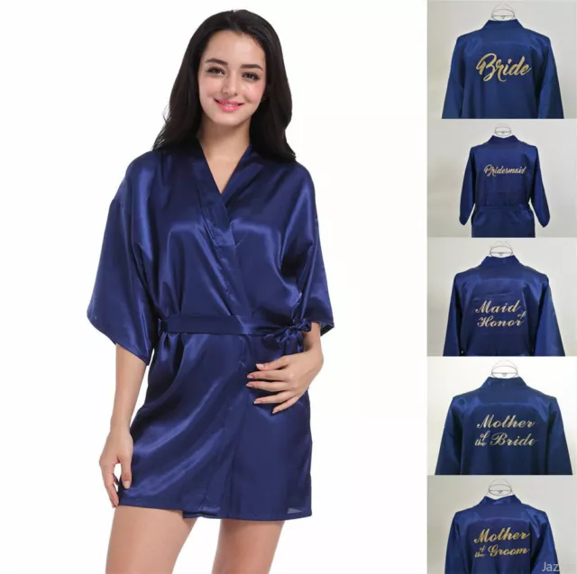 UK Personalized Wedding Robe Bridesmaid Bride Mother Dressing Gown Satin Silk