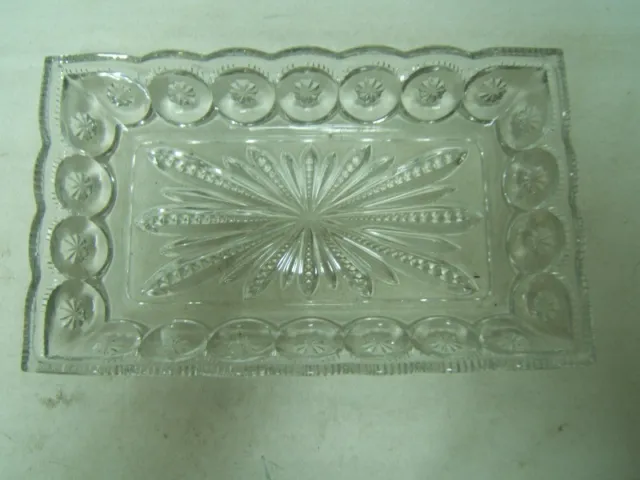 Antique US Glass Moon and Stars Bread Tray 6 1/4" by 11" Very Good EAPG