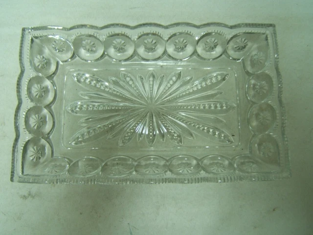 Antique US Glass Moon and Stars Bread Tray 6 1/4" by 11" Very Good EAPG Antique US Glass Moon and Stars Bread Tray 6 1/4" by 11" Very Good EAPG