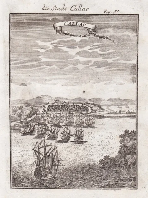 Calla Lima Peru South America Südamerika  Mallet Kupferstich engraving 1719