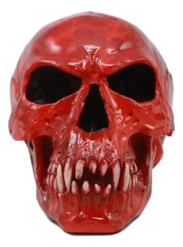 Bloodlust Red Blood Vampire Skull Statue 8"Long Demonic Dracula Skeleton Cranium 2