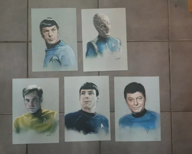 Star Trek 5  A4 exclusive Artprints by fletch. Spock, mccoy saru,movie kirk