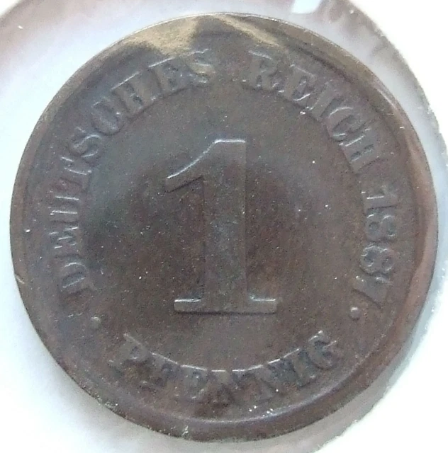 Moneta Reich Tedesco Impero Tedesco 1 Pfennig 1887 E IN fine