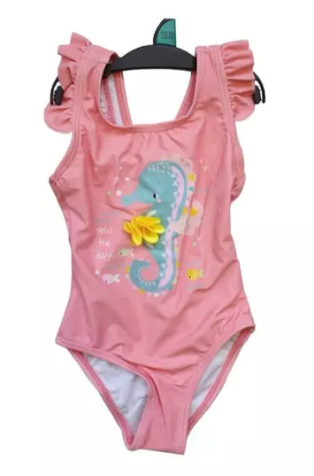 Girls Swimsuit Seahorse Swimming Costume Swimwear Toddler Childrens Baby Frilly