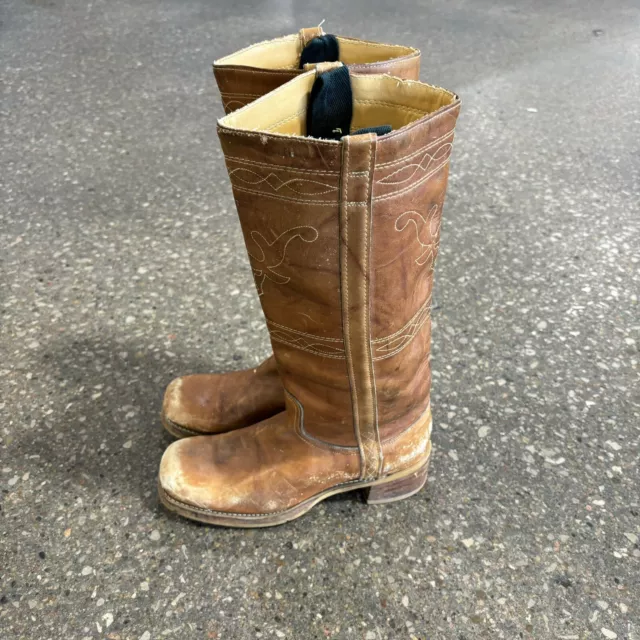 Vintage 70s Boots Unbranded Leather Campus Frye Style Women 9.5M Made In USA