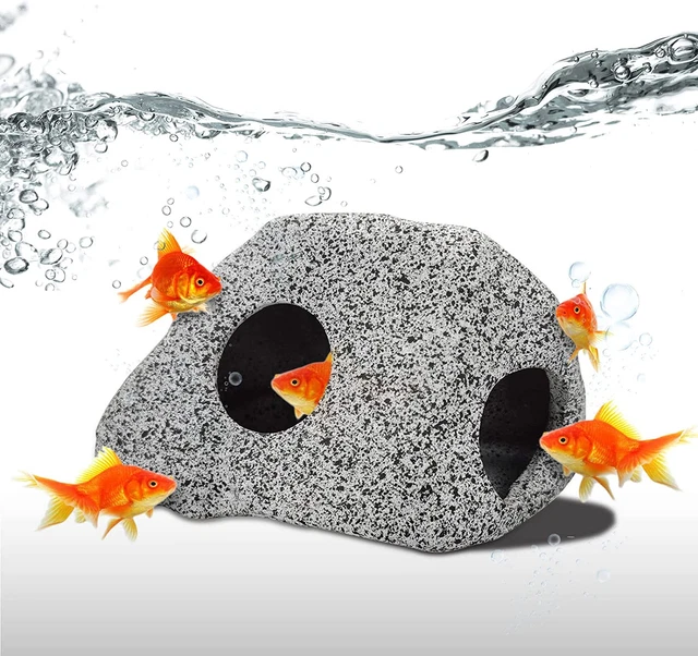 Aquarium Cave Decoration Fish Tank Rock Hideaway Tunnel Betta Fish Hideout