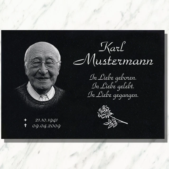 GRABPLATTE Grabmal Grabschmuck Grabstein-014 Fotogravur+Texte Größe