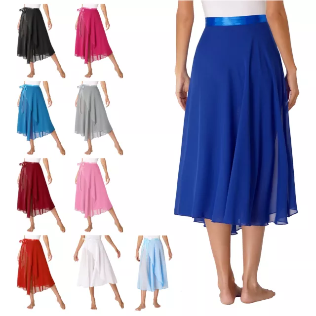 Women Sheer Midi Wrap Skirt Ballet Lyrical Dance Skirts Hip Scarf Beach Cover Up