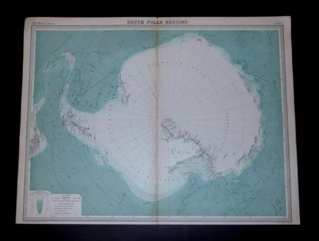 THE TIMES ATLAS 1921  - SOUTH POLAR REGIONS Map Plate 9