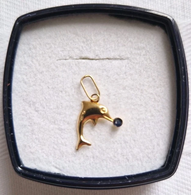 Pendentif Dauphin Avec Cristal - Plaqué Or 18 Carats (750/1000) - Pour Enfant - Marque Bijouxia - Neuf Avec étiquettes