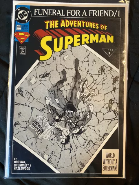 The Adventures Of Superman #498 (1993) Dc Comics Funeral! Rare 3Rd Print Variant