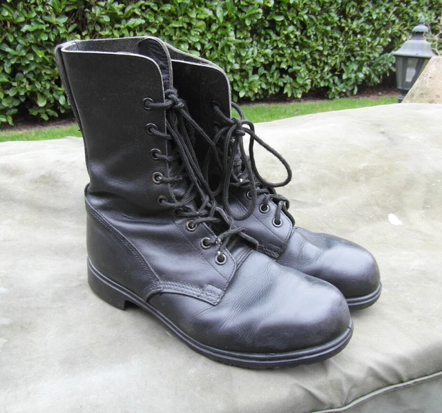 BRITISH ARMY BLACK Boots Combat High Leg Leather Sz 9 L 1980s £83.91 ...