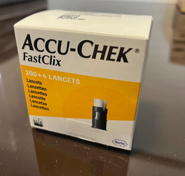 Lancetas Roche 200+4 unidades ACCU CHEK Fastclix NUEVO EMBALAJE ORIGINAL MHD 2027-04 ayuda para pinchar