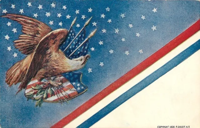 Patriotic~Eagle~Arrows~Branch~Flags~Shield~Stars~Diagonal Stripes~Emb~P Sander