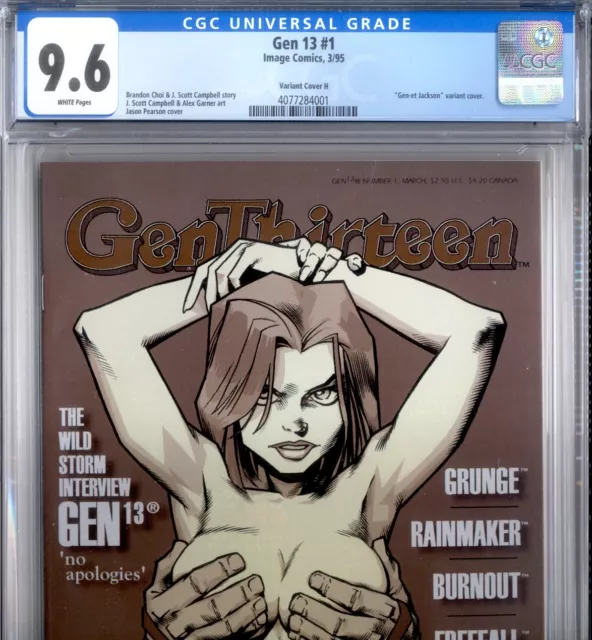 PRIMO:  GEN 13 #1 H Gen-Et Jackson variant cover NM+ 9.6 CGC 1995 Image comics