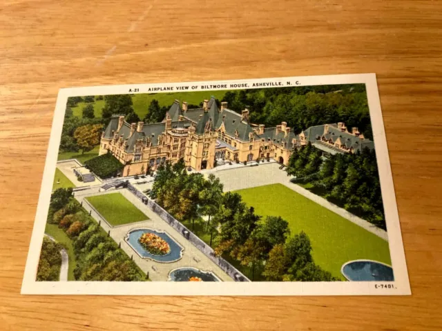 Airplane View of Biltmore House College Asheville North Carolina NC Postcard
