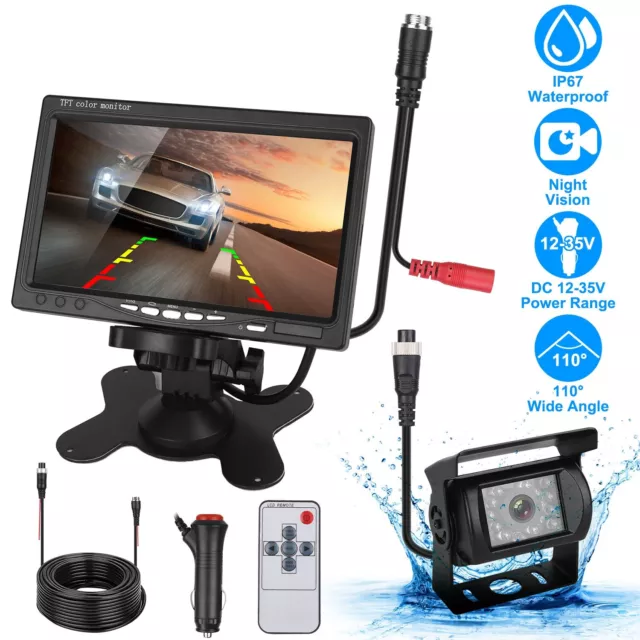 Car Wireless Backup Rear View Camera System 7" Monitor Night Vision Fit RV Truck