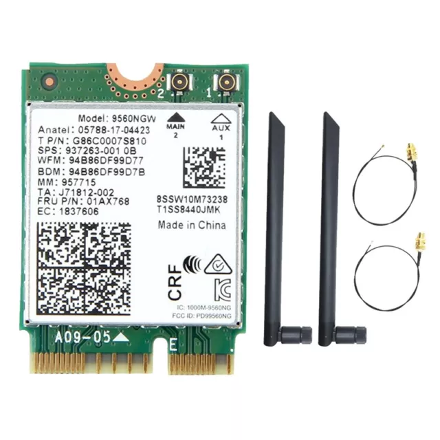 9560NGW WiFi Card+2XAntenna 1730Mbps  AC 9560 2.4G+5G BT 5.0 802.11Ac M.23531