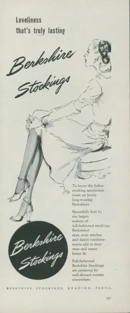 1944 Berkshire Stockings Lasting Loveliness Stylish Woman Vintage Print Ad L20