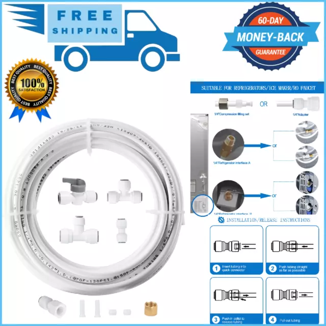 Refrigerator Ice Maker Water Line Kit - 20' Braided Stainless