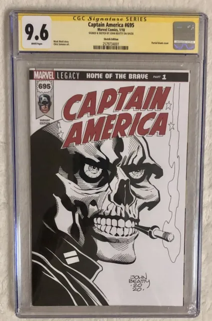 John Beatty Signed & Sketched Captain America #695 Cgc Signature Series 9.6
