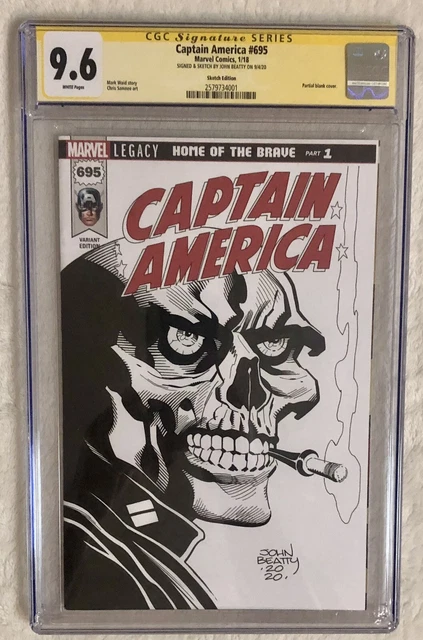 John Beatty Signed & Sketched Captain America #695 Cgc Signature Series 9.6