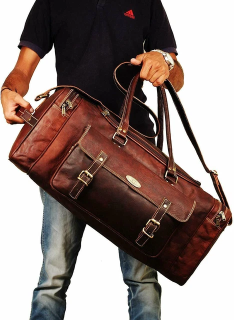 Sac De Voyage Week-end En Cuir Vintage Souple - Taille M, Style Duffle Bag Homme