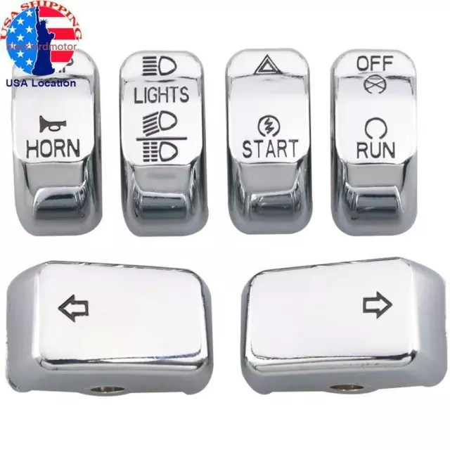 Chrome Switch Housing Cover Button Caps kit For Harley Sportster Dyna Softail US