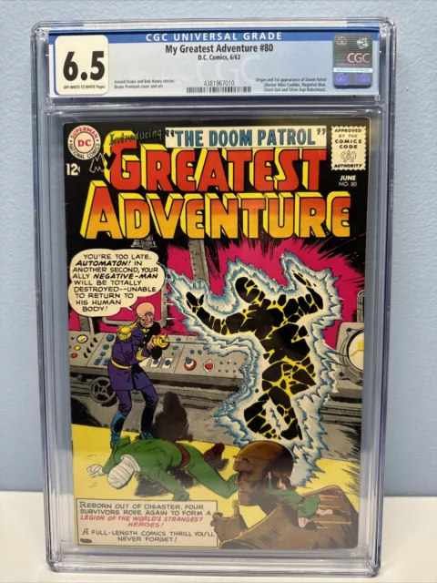 My Greatest Adventure #80 Cgc 6.5 Ow/Wh Pages  1St App Doom Patrol 1963