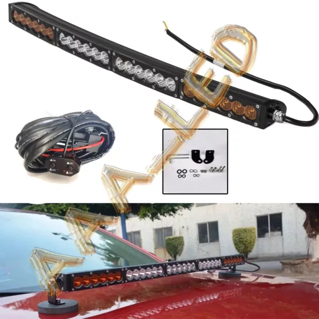 Slim 25 Inch Curved LED Work Light Bar Driving Fog ATV 4WD Trailer Dual Color 27