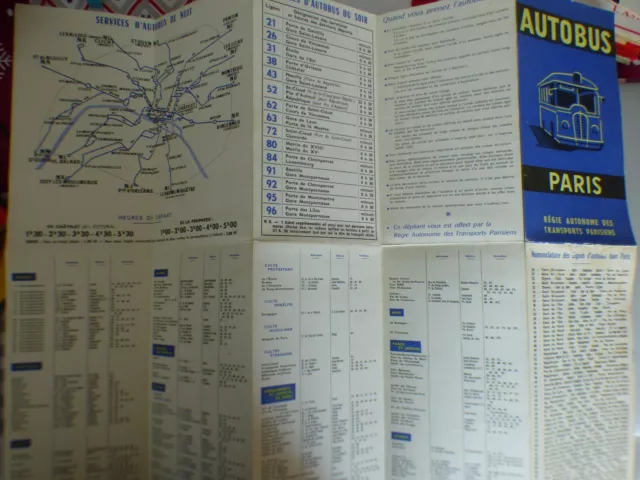 Plan Officiel de Paris Autobus  - REGIE AUTONOME DES TRANSPORTS PARISIENS 1961