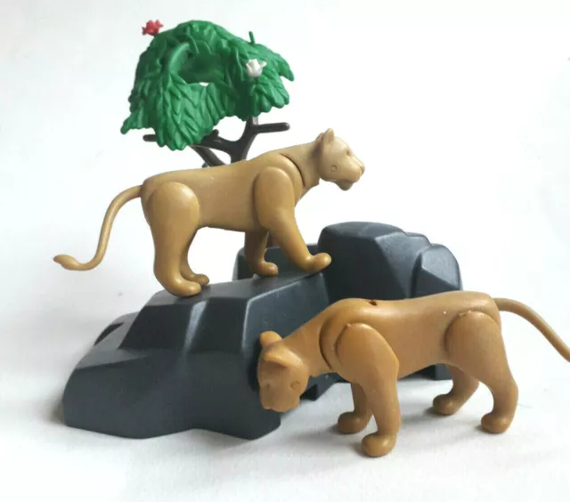 Playmobil - rocher et lionnes - savane safari zoo cirque lot diorama lion animal