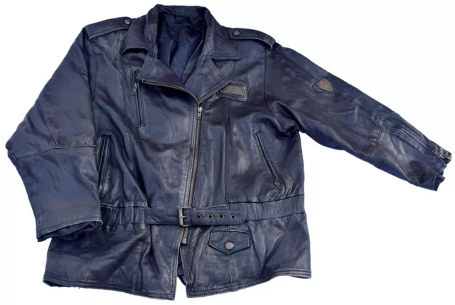 Mens Vintage 80s Black Leather Zipped Jacket Retro Indie Streetwear 42 - 44