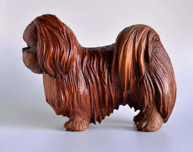 Vintage Lovely Well Carved Wood Pekingese Pekinese Dog VGC Blackforest ? 2