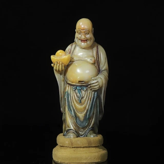 Chinese Exquisite Handmade Buddha carving Shoushan Stone Statue